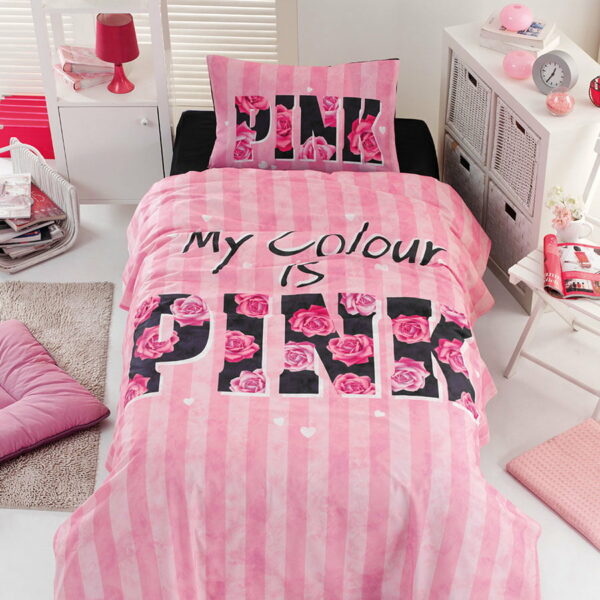 Σετ κουβερλί μονό Pink Art 6113  160×240  Ροζ Beauty Home
