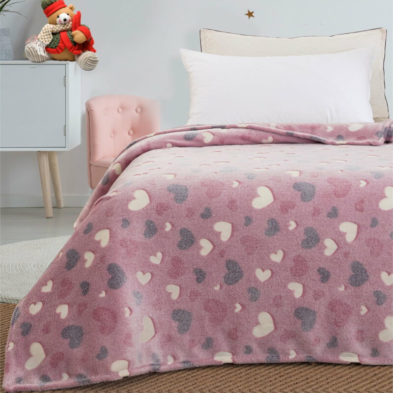 Κουβέρτα μονή φωσφορίζουσα Art 6137  160×220 Ροζ Beauty Home