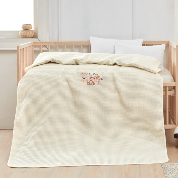 Κουβέρτα πικέ με κέντημα Art 5306 100X150 Μπεζ Beauty Home