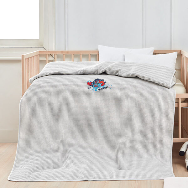 Κουβέρτα πικέ με κέντημα Art 5308 80×110 Γκρι Beauty Home