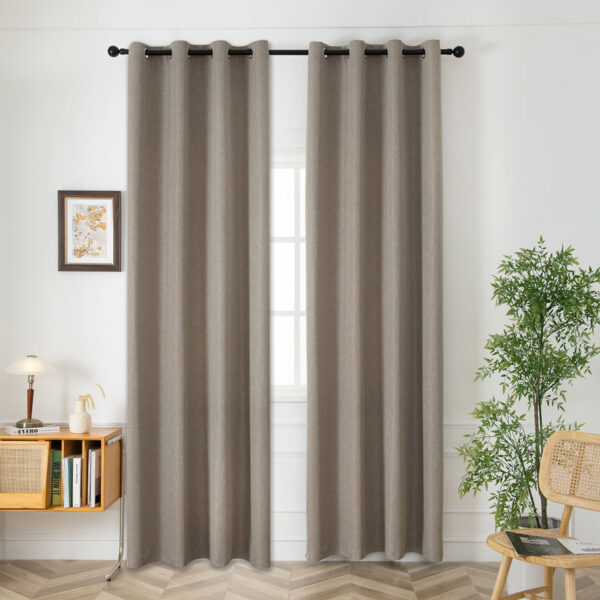 Beauty Home Κουρτίνα μεσαίας σκίασης με 8 μεταλλικούς κρίκους Illusion Art 8445 140×270 Χακί